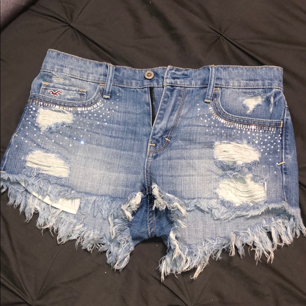 Short blingy distressed shorts